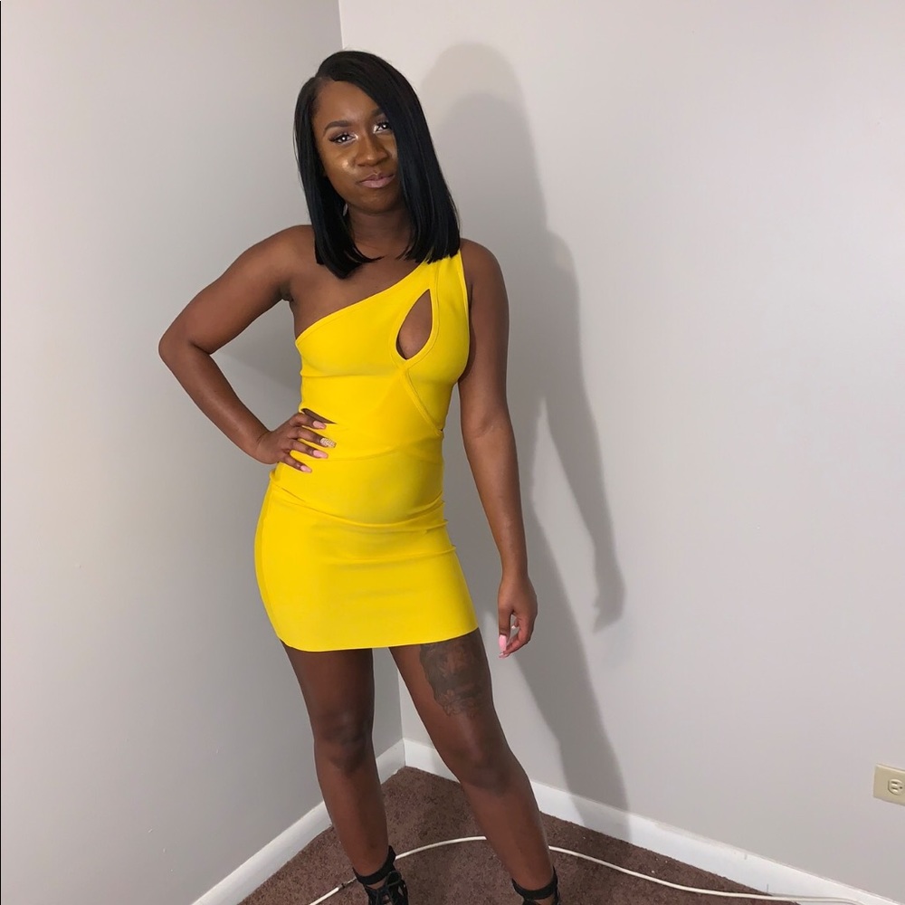 Yellow Bodycon Dress; Very Stretchy